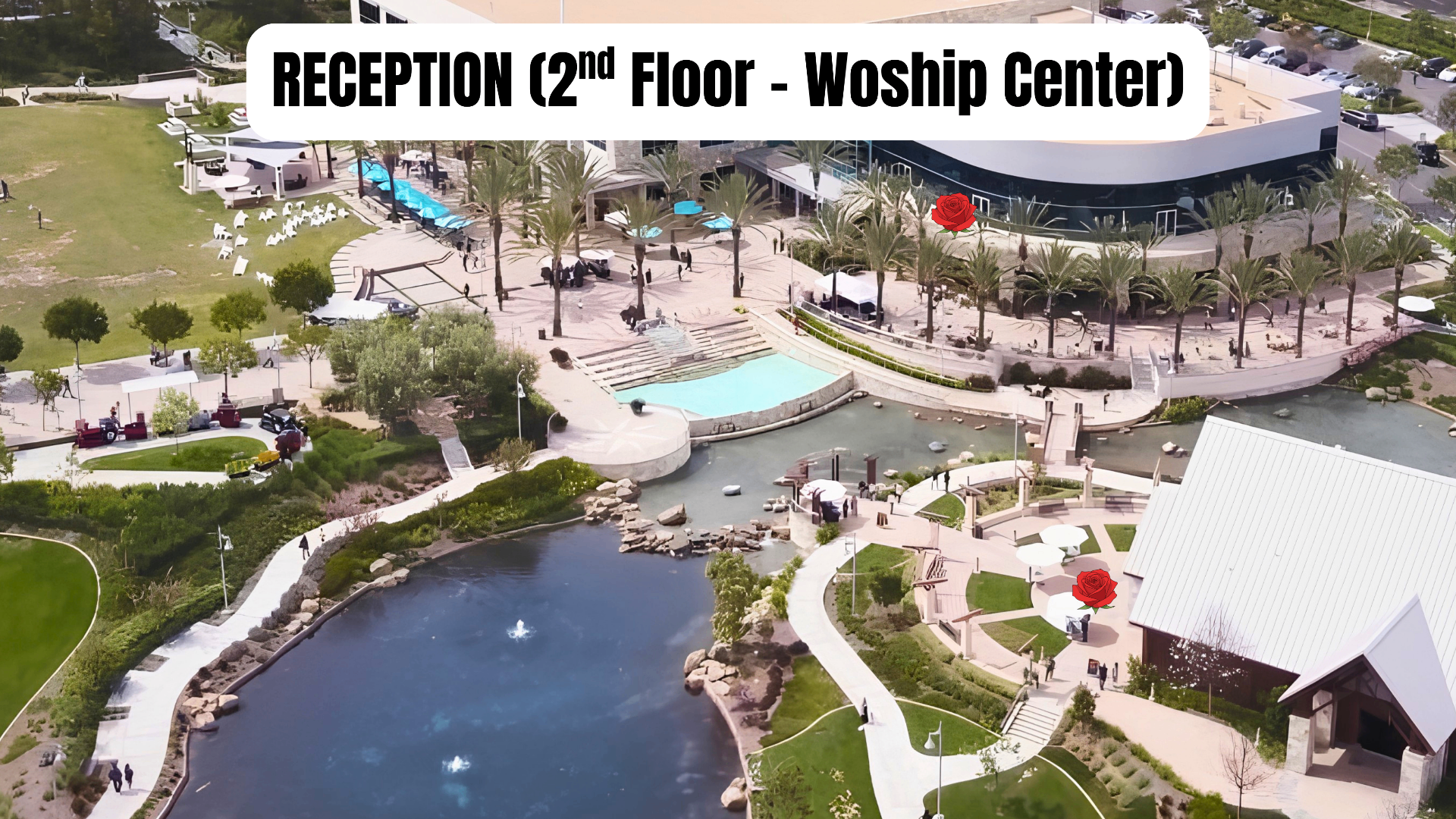 Worship Center, where the reception will be held on the 2nd floor